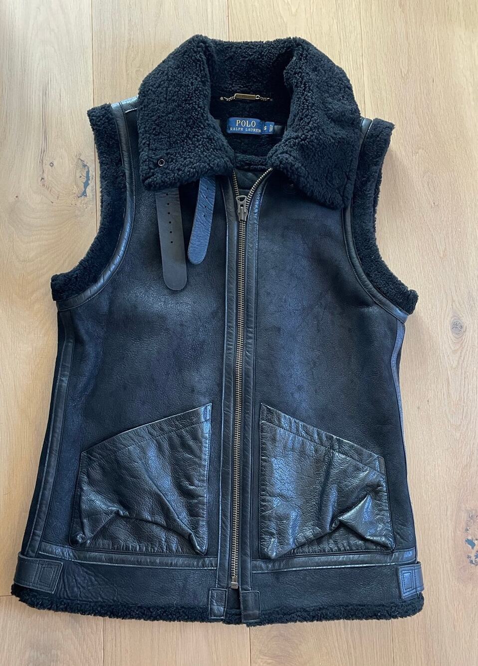 Polo Ralph Lauren Portuguese Lamb Shearling Aviator Vest Black S